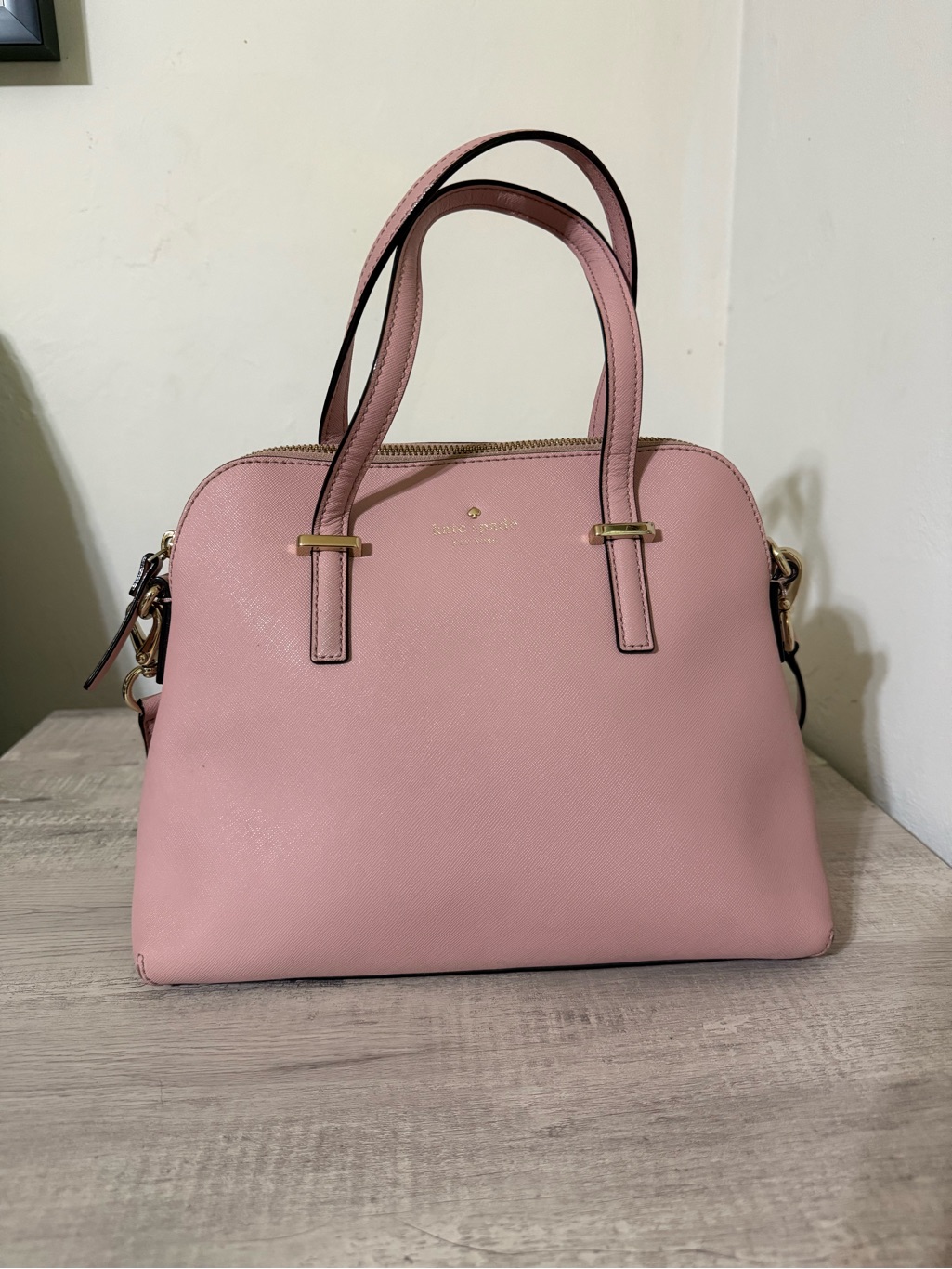 Kate Spade Light Pink Dome Satchel With Gold Hardware
